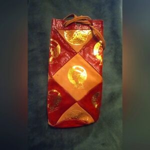Red & Gold Genuine Leather 80's Retro Purse *minor wear & tear